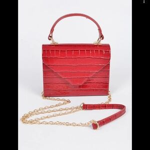 BAM FOREVER Stylish Red Croc-Embossed Mini Bag